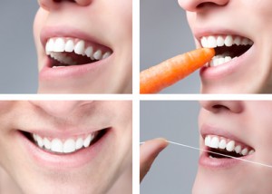 Gesunde Zähne durch die richtige Pflege und Ernährung.